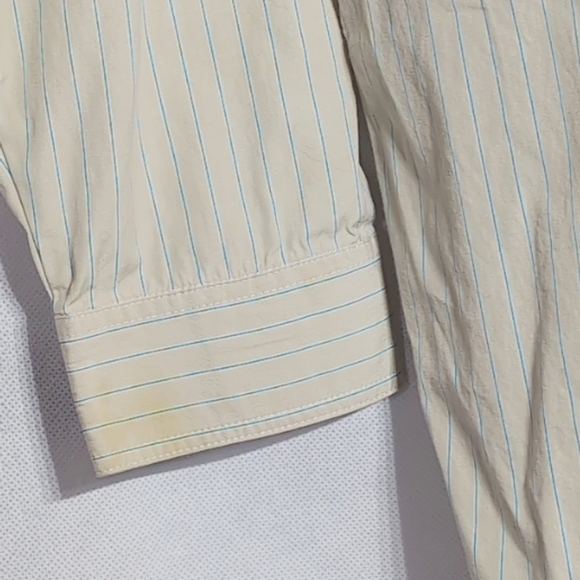 Hardy Amies Sz L Light Gray Blue Striped Shirt - Picture 6 of 9